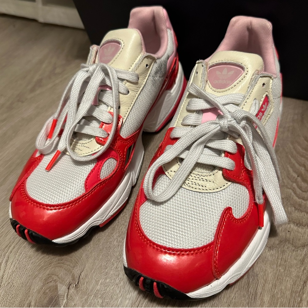 Adidas Pink and Red and White Sneakers